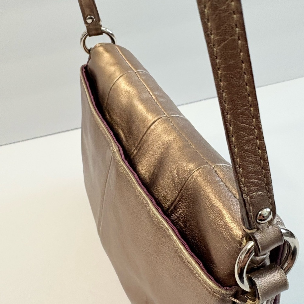 Coach SoHo Crossbody Bag Purse Gold Metallic Flap 45664 EUC - Picture 9 of 17